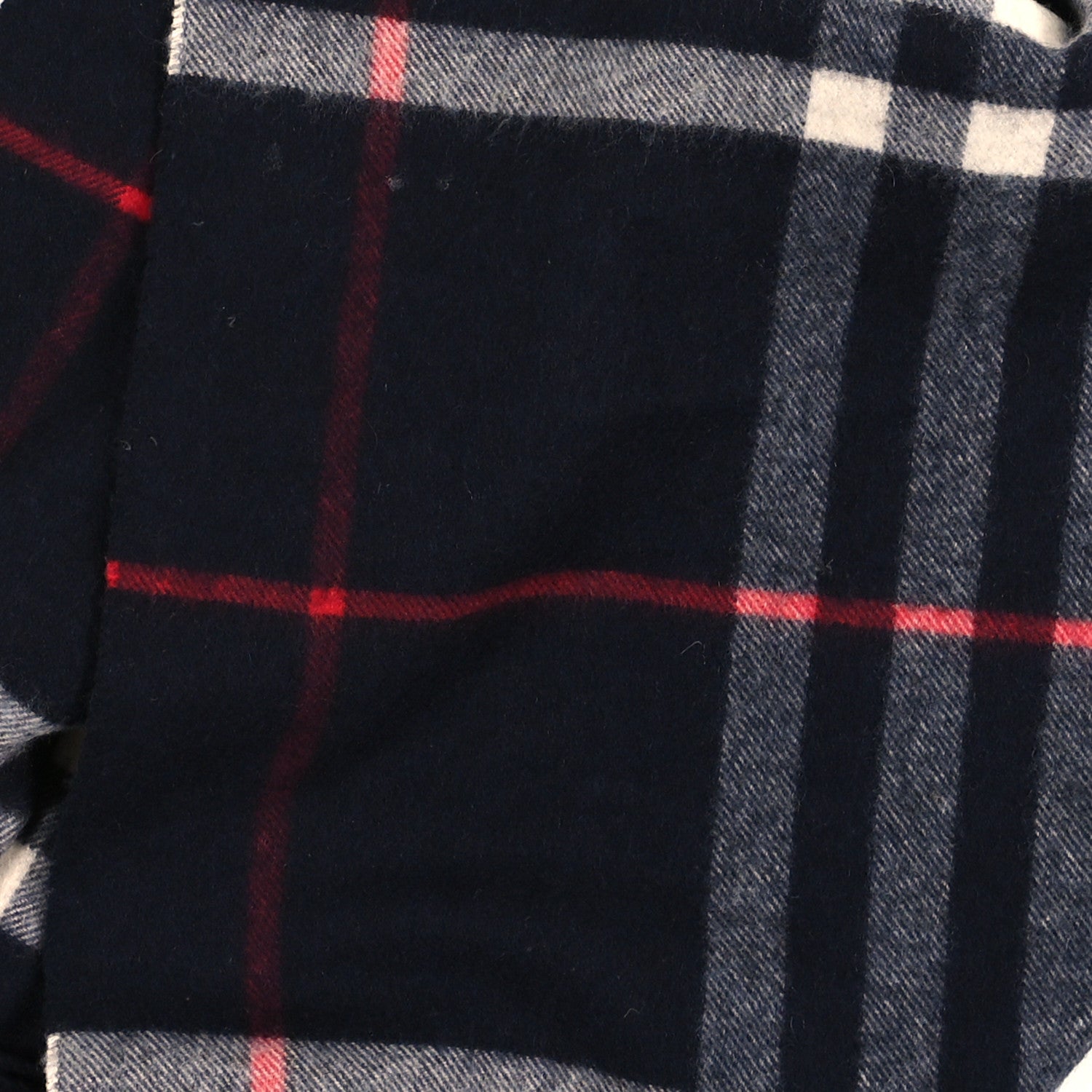 Burberry Cashmere Sequin Check Heart Fringe Scarf Navy Red 4 of 4