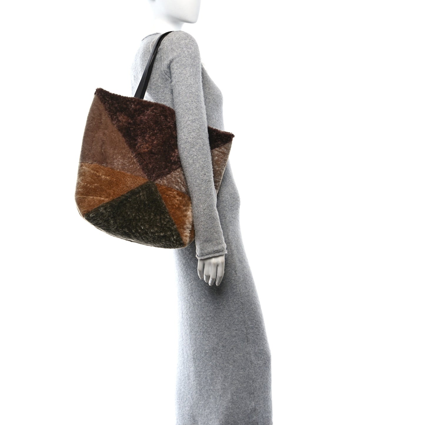 Shearling Large Puzzle Fold Tote Multicolor