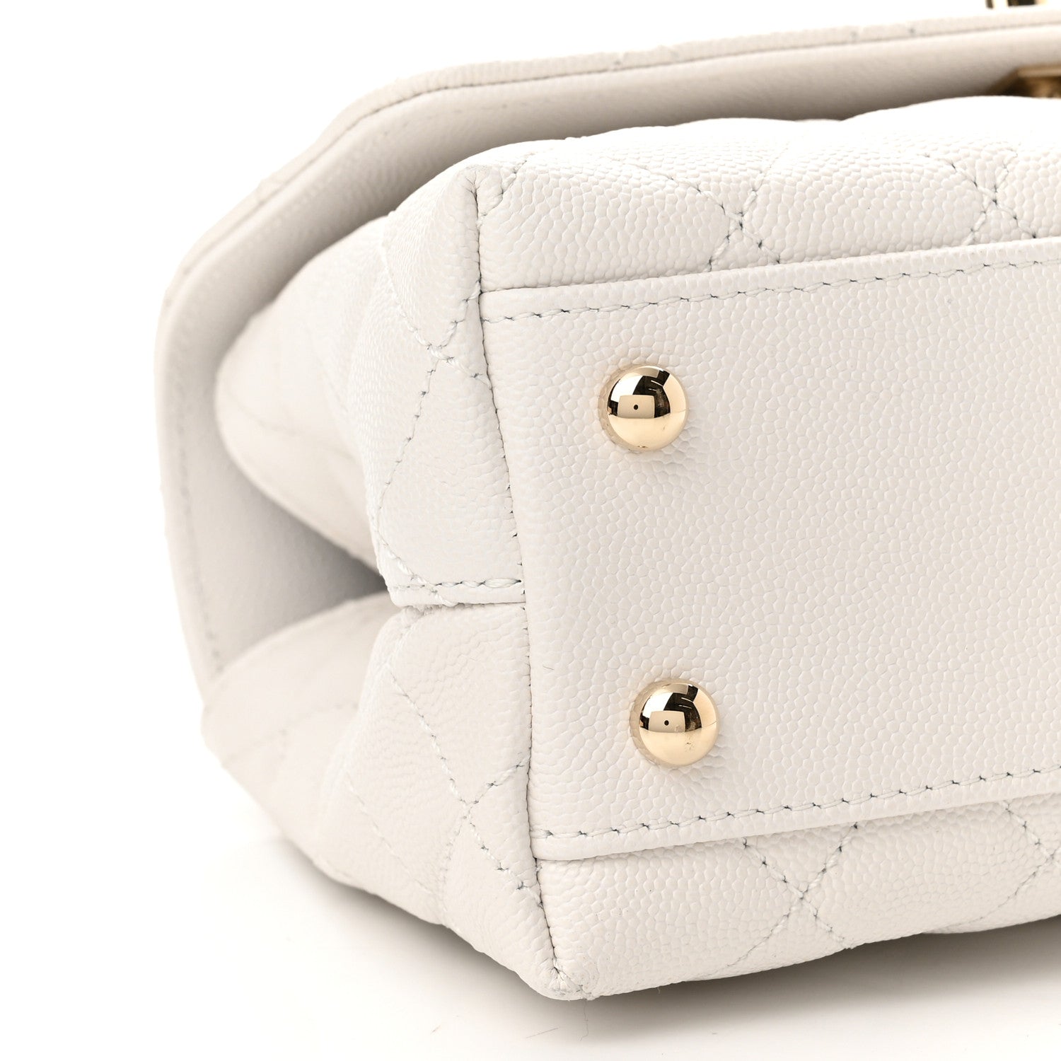 Chanel Caviar Quilted Mini Coco Handle Flap White 9 of 10
