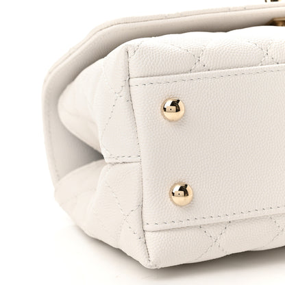 Chanel Caviar Quilted Mini Coco Handle Flap White 9 of 10