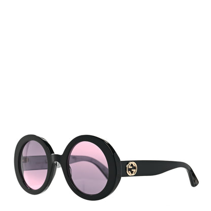 Gucci Acetate Round GG0319S Sunglasses Black Grey 1 of 9