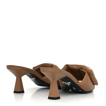 Prada Nappa Soft Padded Metal Triangle Logo 65mm Slide Sandals 39 Caramel 4 of 8