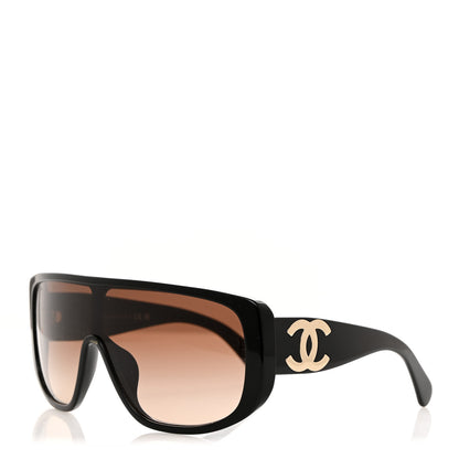 Chanel Acetate Shield Sunglasses 5495 Black 1 of 8