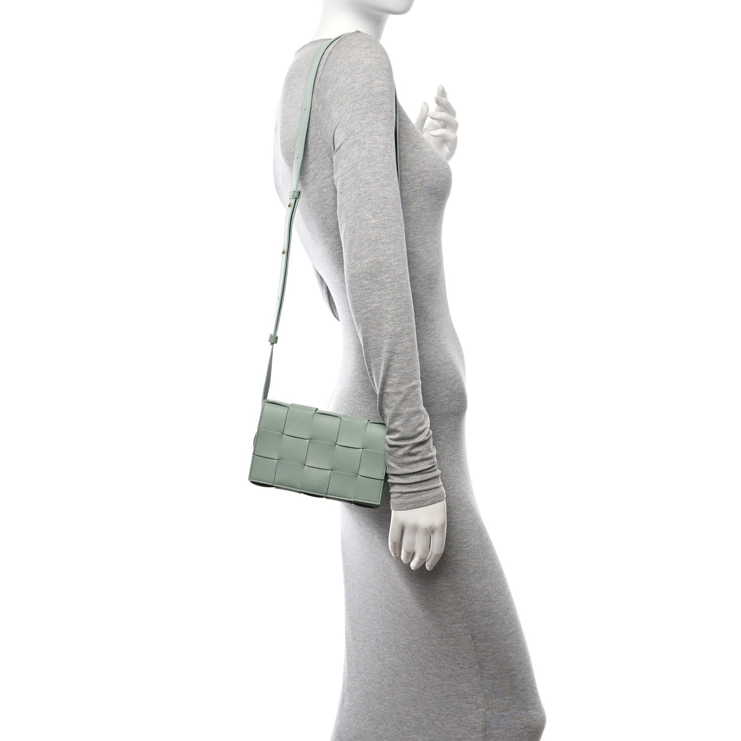 Bottega Veneta Lambskin Maxi Intreccio Small Cassette Crossbody Bag New Sauge 2 of 9