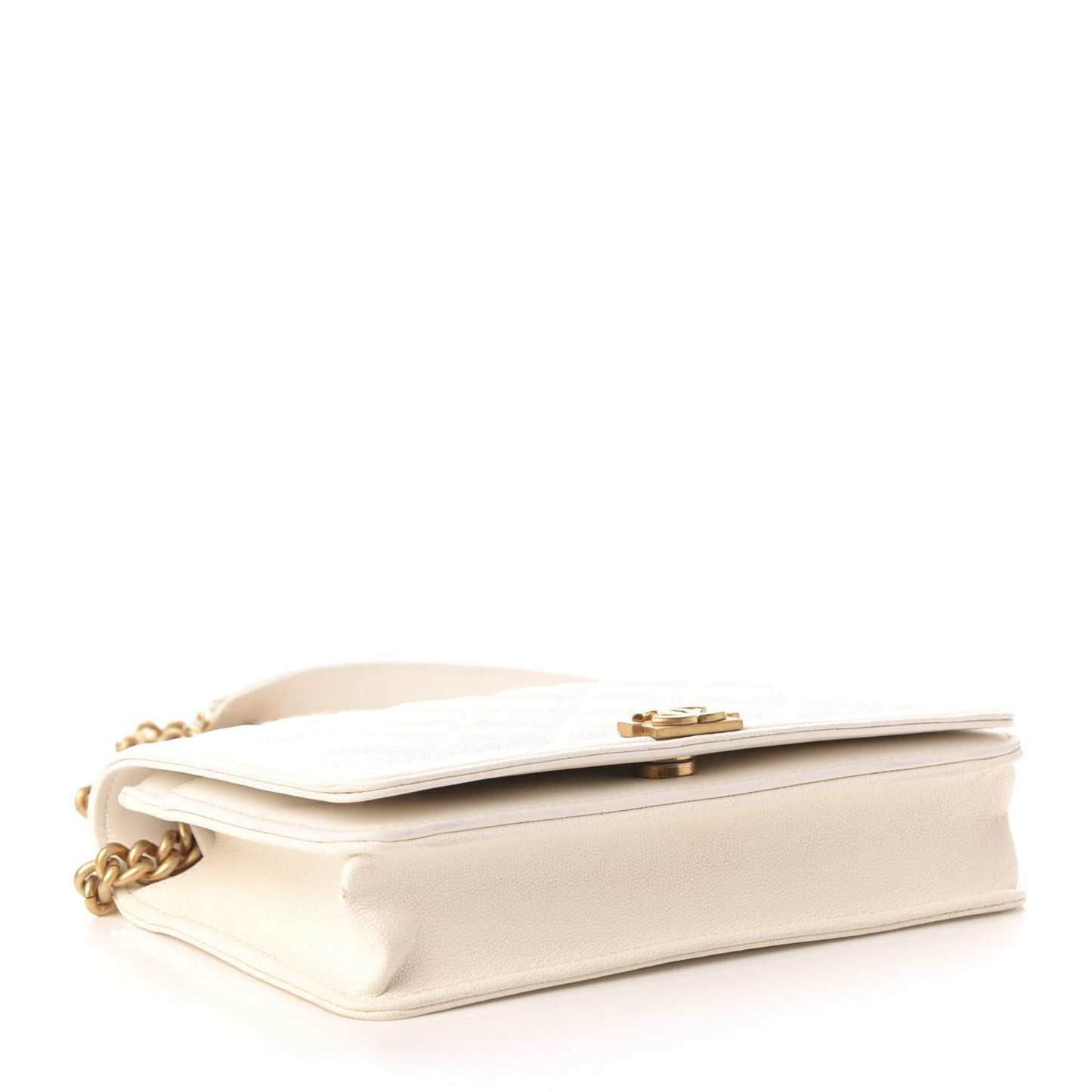 Caviar Quilted Boy Wallet On Chain WOC White