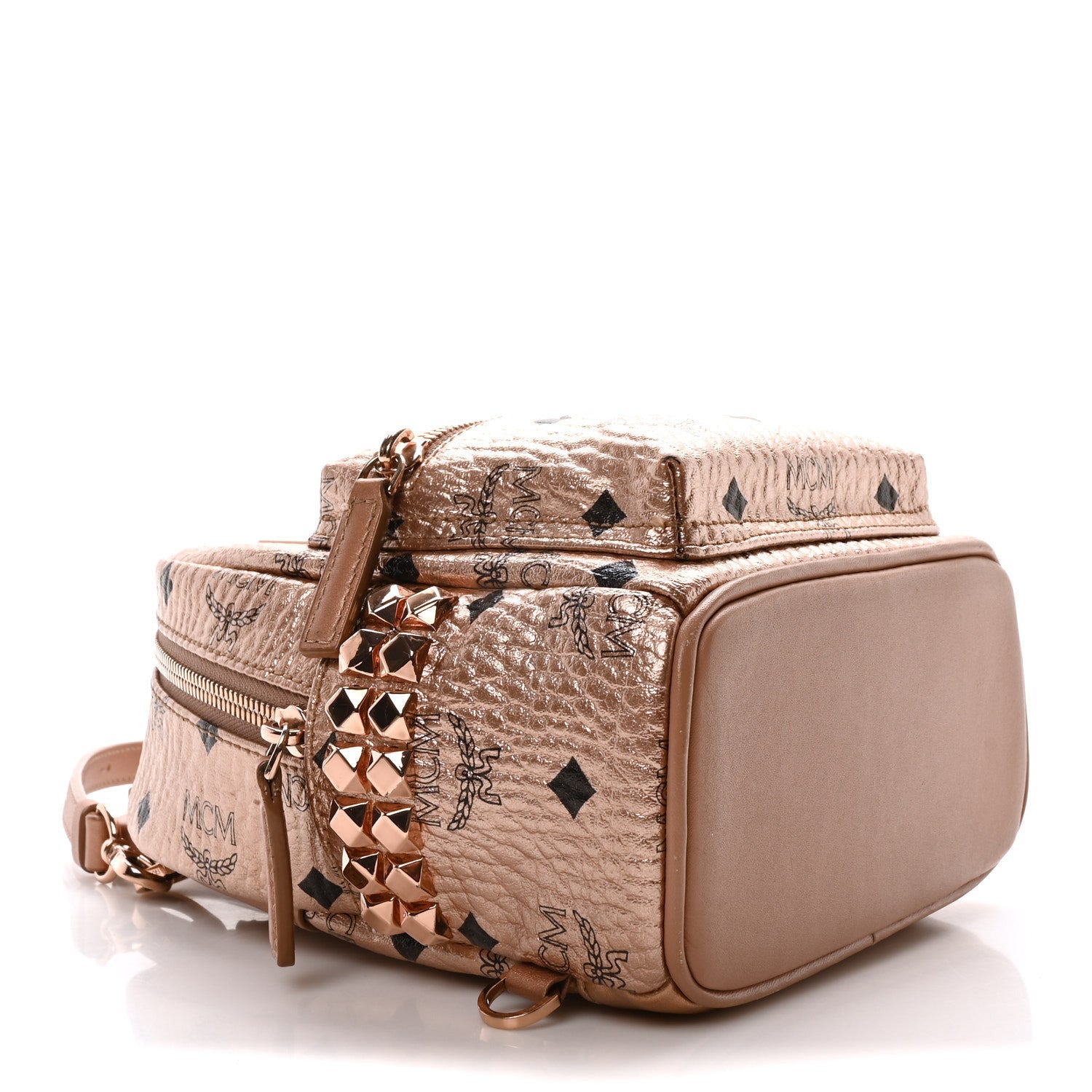 MCM Visetos Studded X-Mini Bebe Boo Backpack Champagne Gold 4 of 7