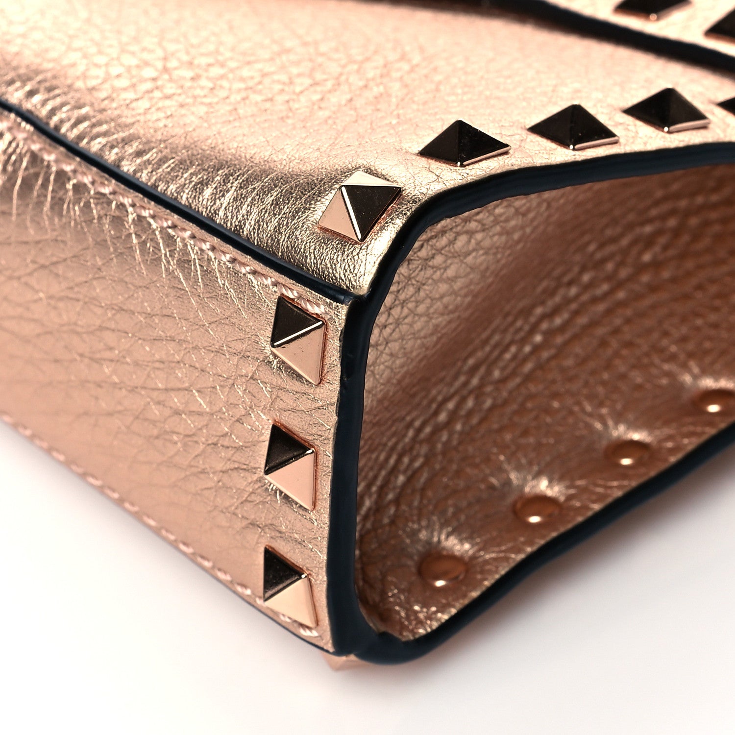Valentino Garavani Metallic Pebbled Calfskin Medium Rockstud Flip Lock Crossbody Bag Rame 9 of 9