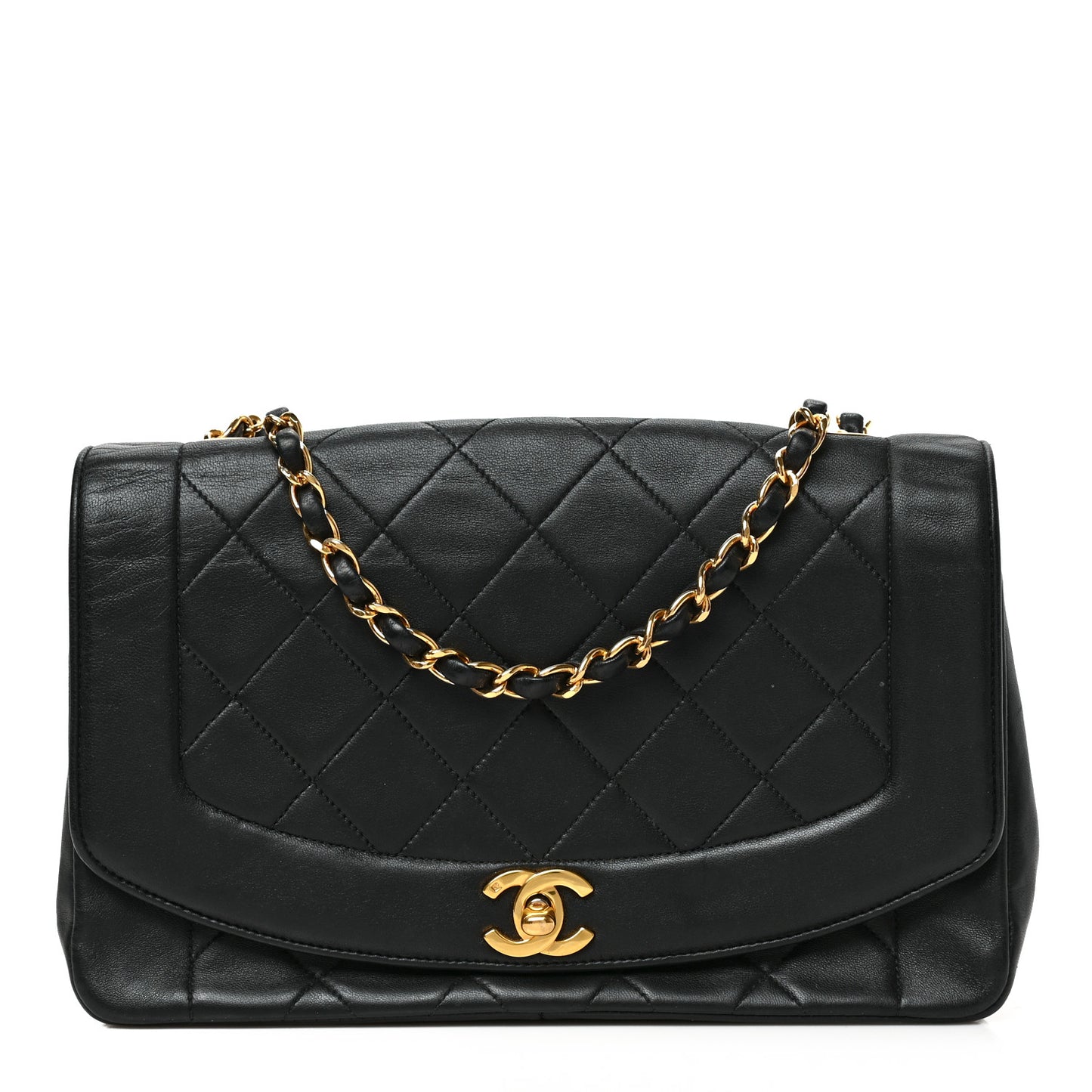 Lambskin Quilted Medium Single Flap Black