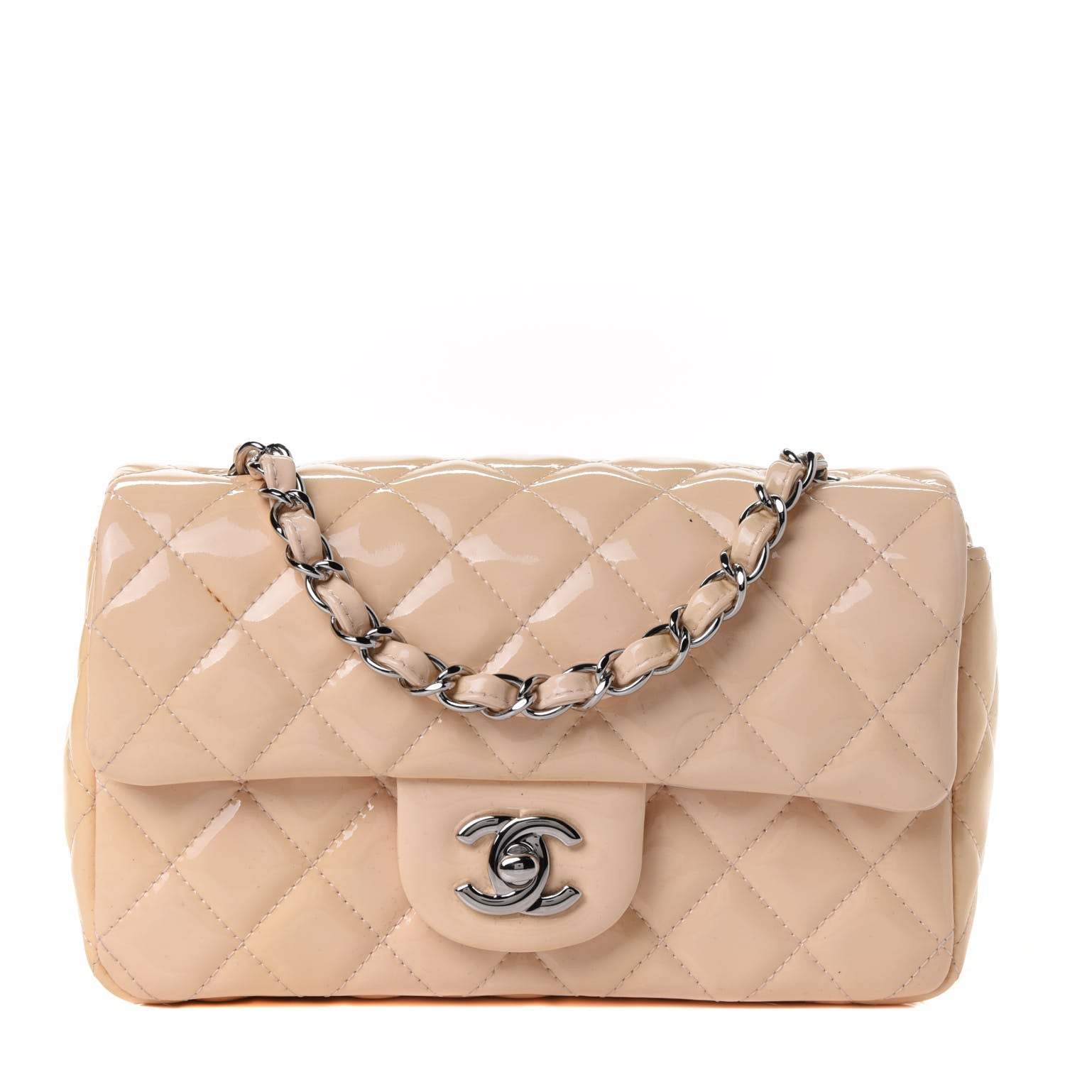 Chanel Patent Calfskin Quilted Mini Rectangular Flap Rose Clair 1 of 4