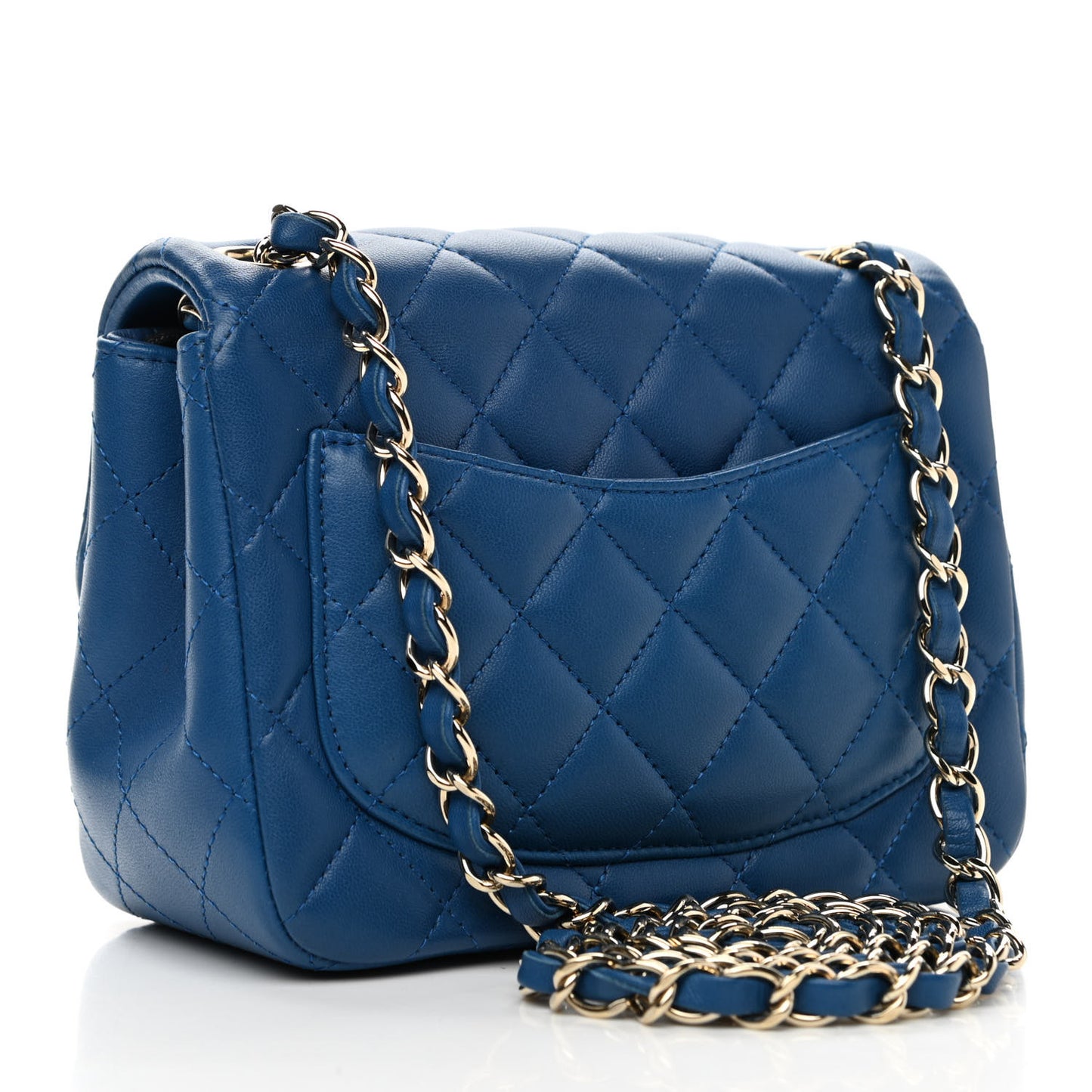 Lambskin Quilted Mini Square Flap Blue