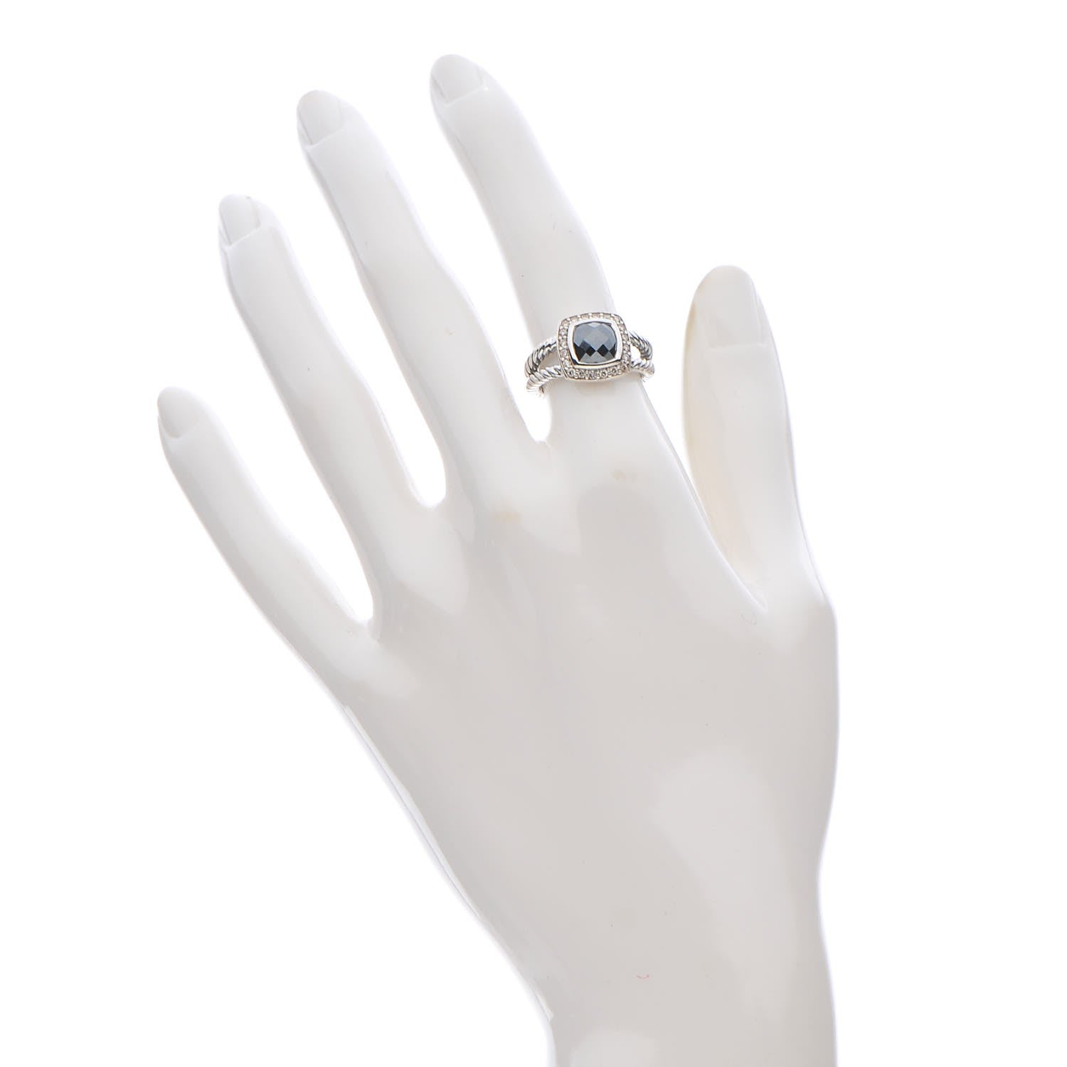 David Yurman Sterling Silver Diamond Hematite 7mm Petite Albion Ring 49 5 2 of 6