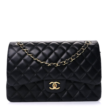 Chanel Lambskin Quilted Jumbo Double Flap  Black 1 of 8