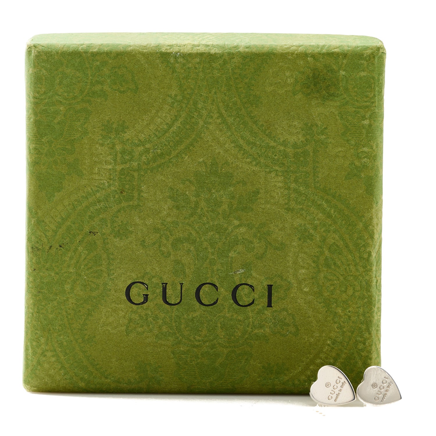 Gucci Sterling Silver Trademark Heart Stud Earrings 5 of 5