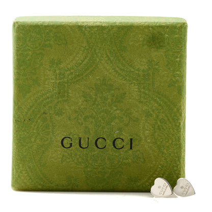 Gucci Sterling Silver Trademark Heart Stud Earrings 5 of 5
