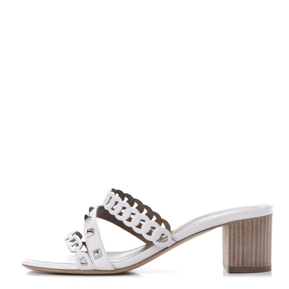 Hermes Nappa Studded Ajaccio Sandals 37 Blanc 1 of 9