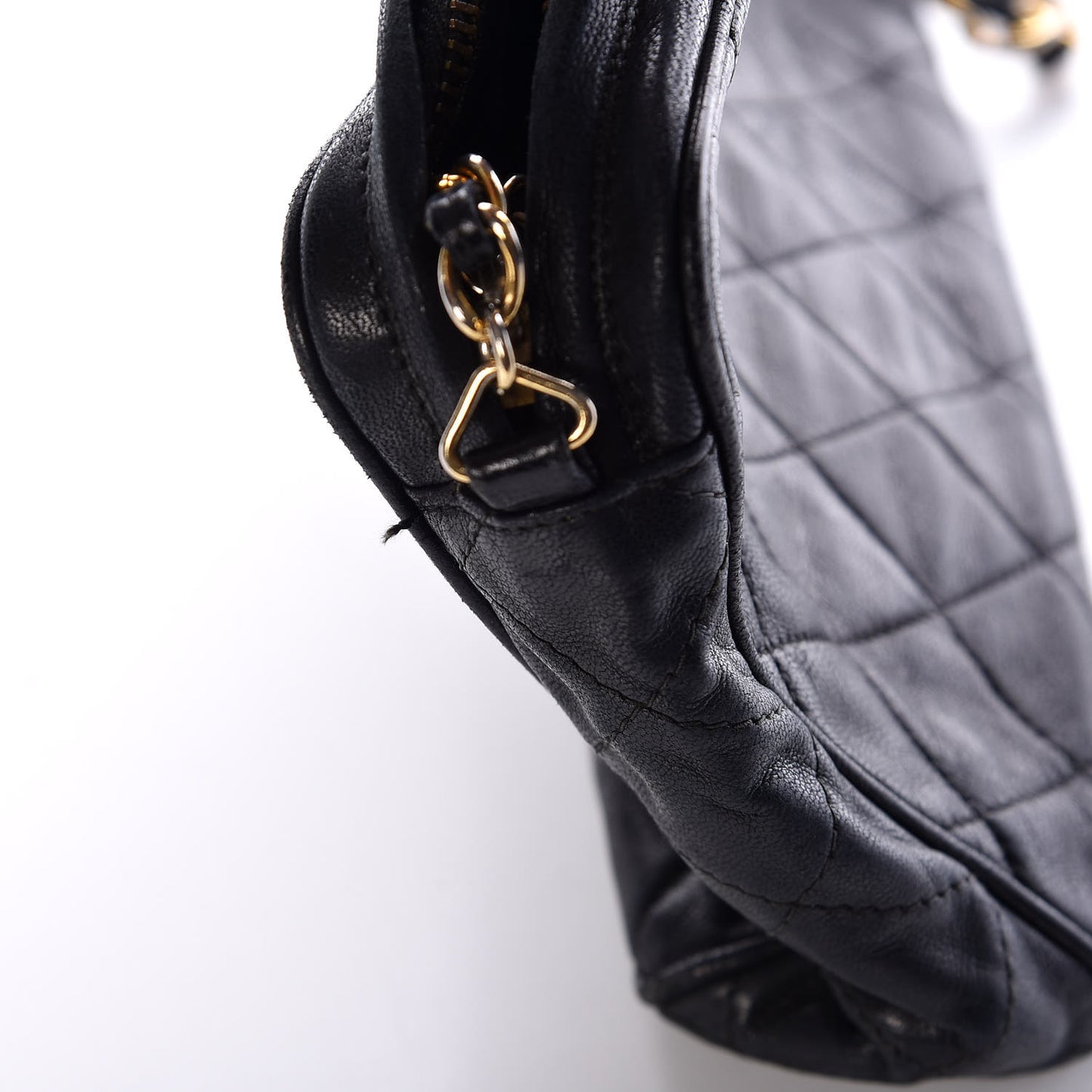 Lambskin Quilted Tassel Camera Case Pouch Black