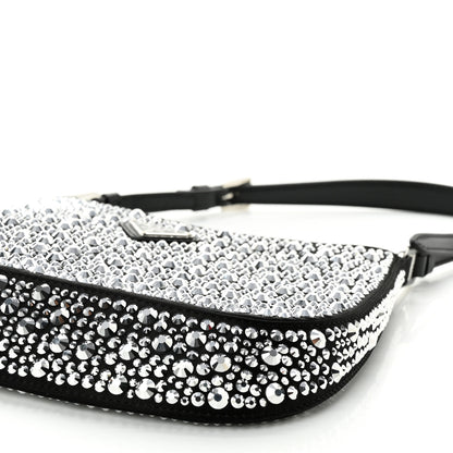 Prada Satin Crystal Cleo Adjustable Strap Shoulder Bag Metal 9 of 10