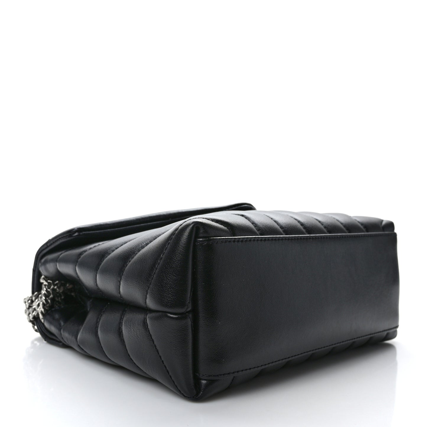 Calfskin Y Quilted Monogram Small Loulou Chain Satchel Black