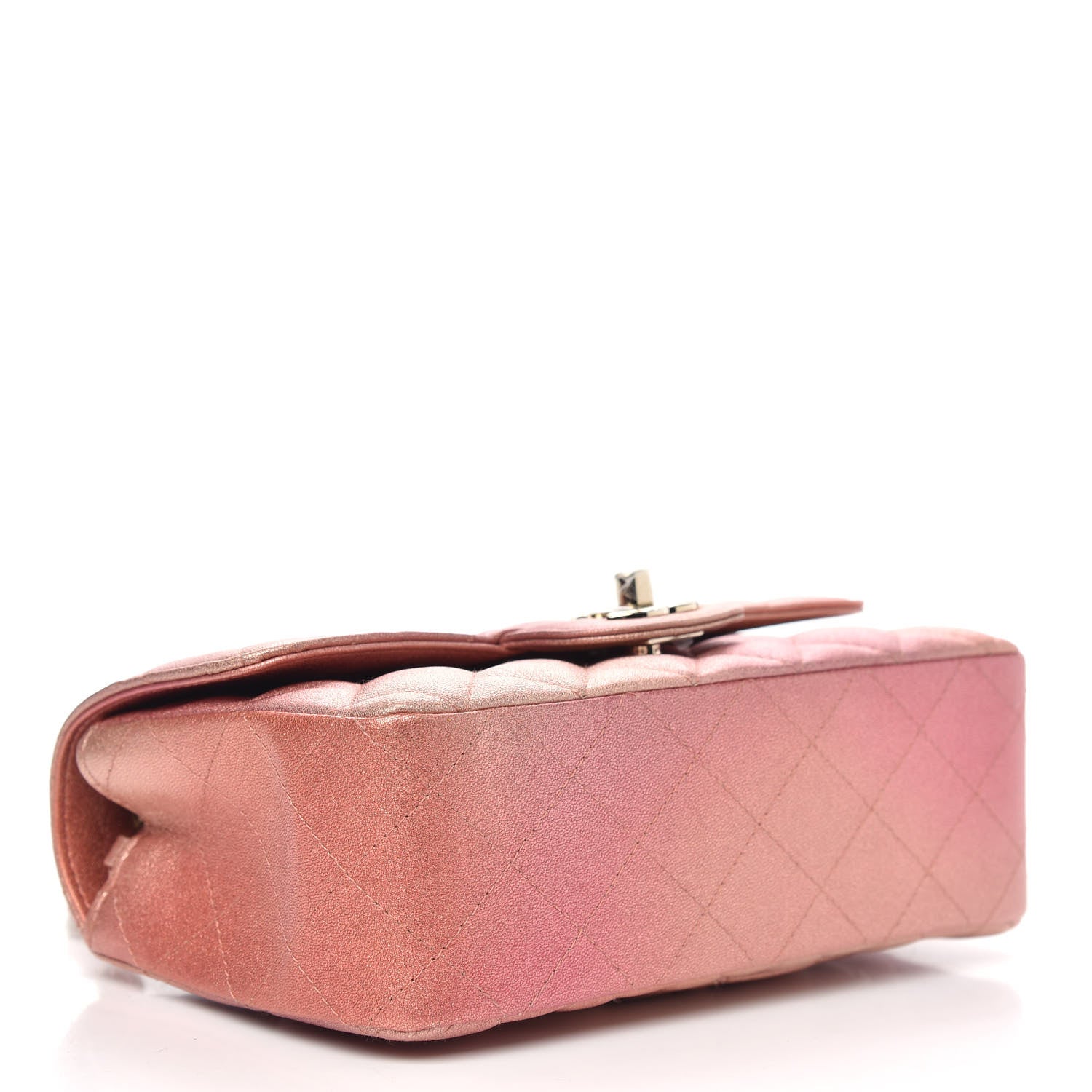 Chanel Metallic Lambskin Quilted Ombre Mini Rectangular Flap Pink 4 of 11