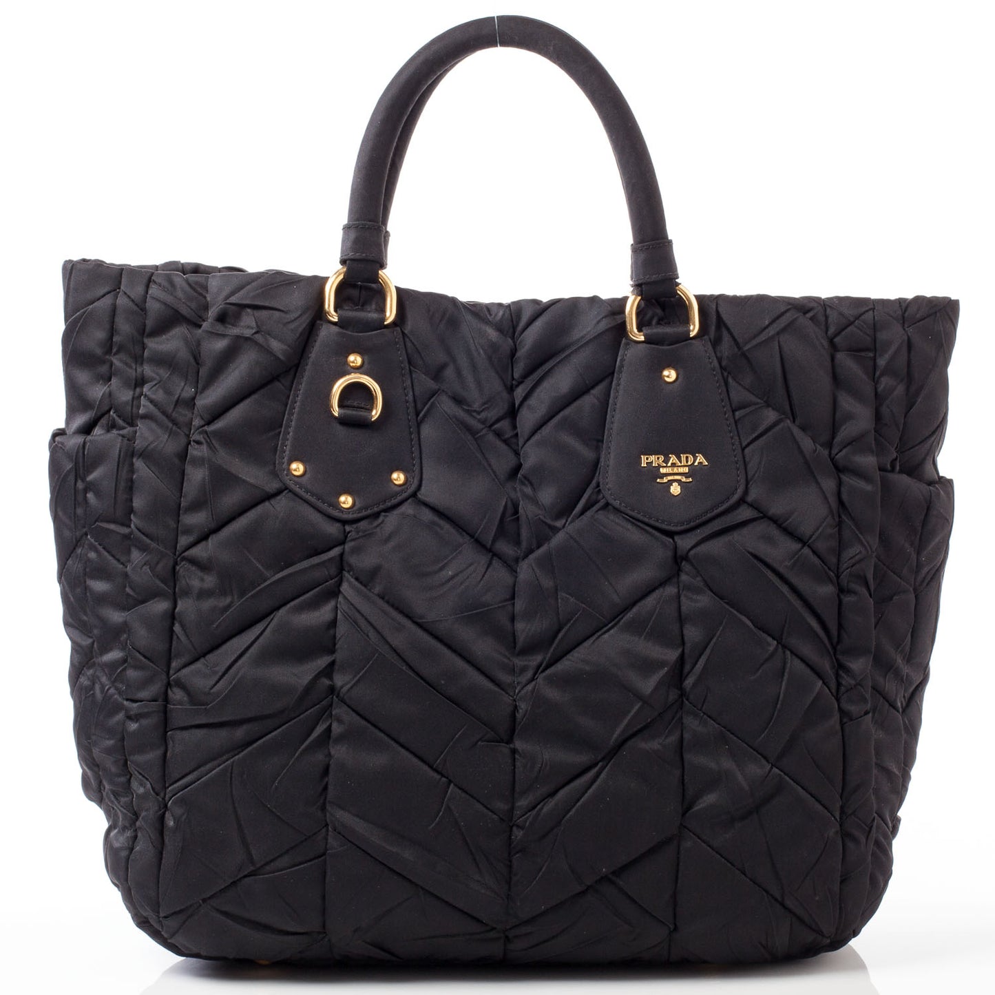 Tessuto Nylon Chevron Quilted Tote Black