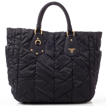 Prada Tessuto Nylon Chevron Quilted Tote Black 1 of 9
