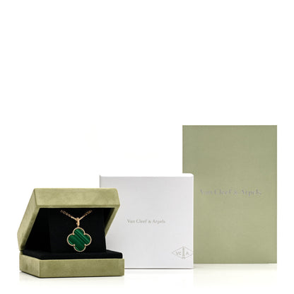 Van Cleef & Arpels 18K Yellow Gold Malachite Magic Alhambra Pendant Necklace 6 of 6