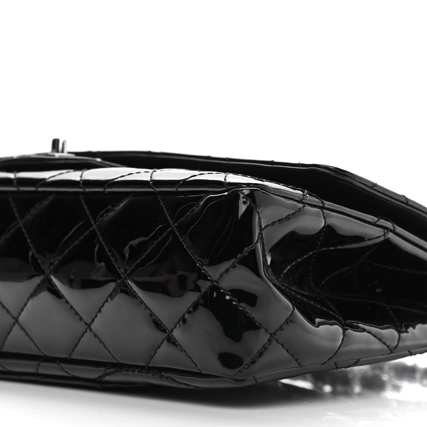 Patent Quilted Jumbo Diagonal CC Flap Black