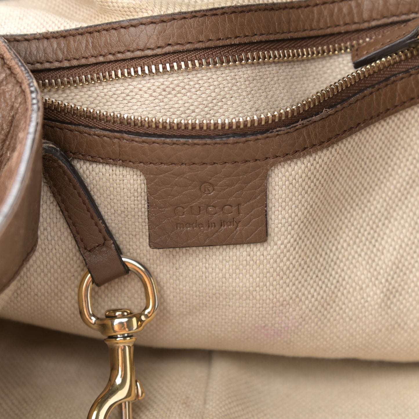 Pebbled Calfskin Medium Soho Shoulder Bag Brown