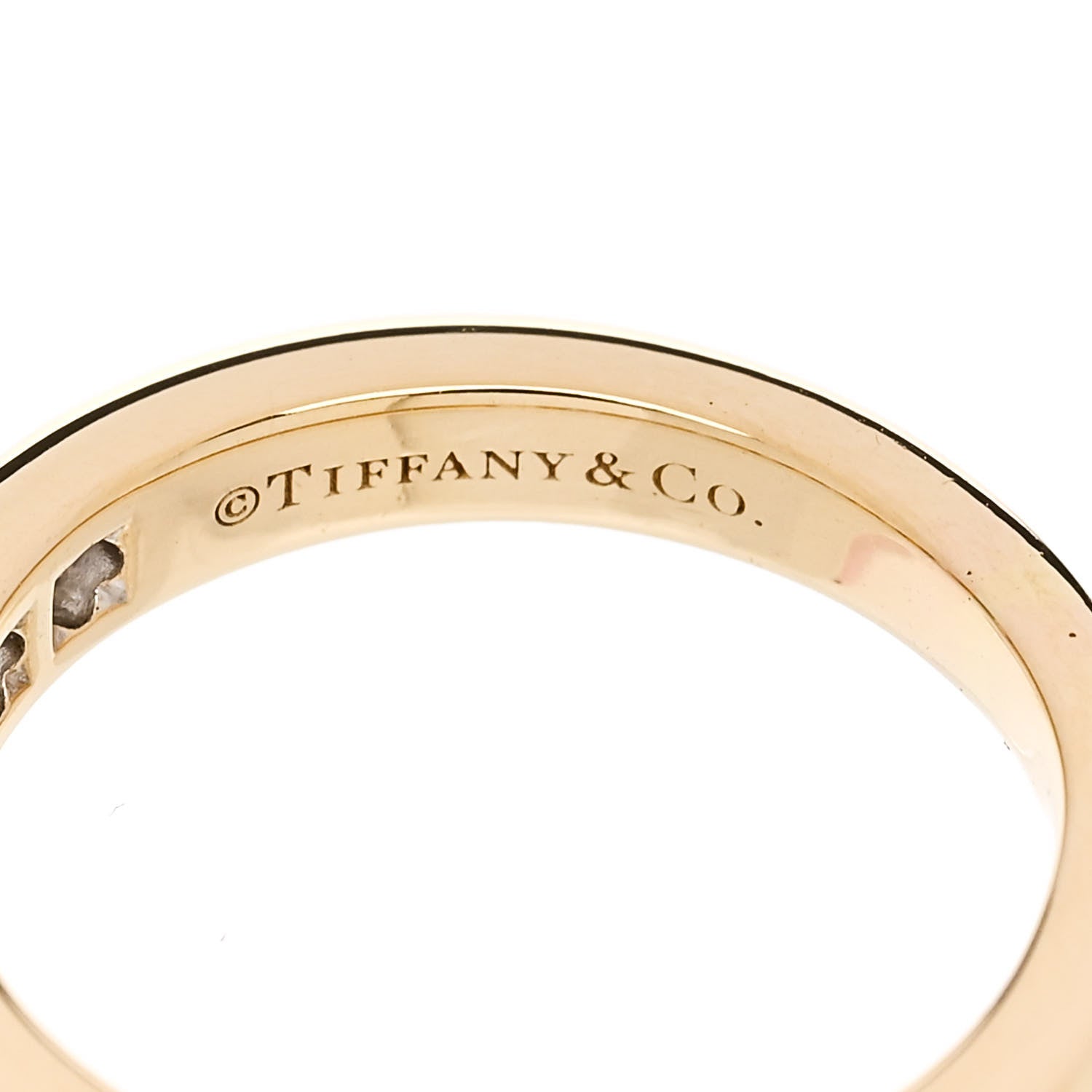 Tiffany 18K Yellow Gold 3mm Half Circle Channel-Set Band Ring 43 2.75 4 of 5