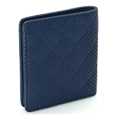 Chanel Perforated Lambskin Quilted Bifold Compact Wallet  Navy 3 of 8