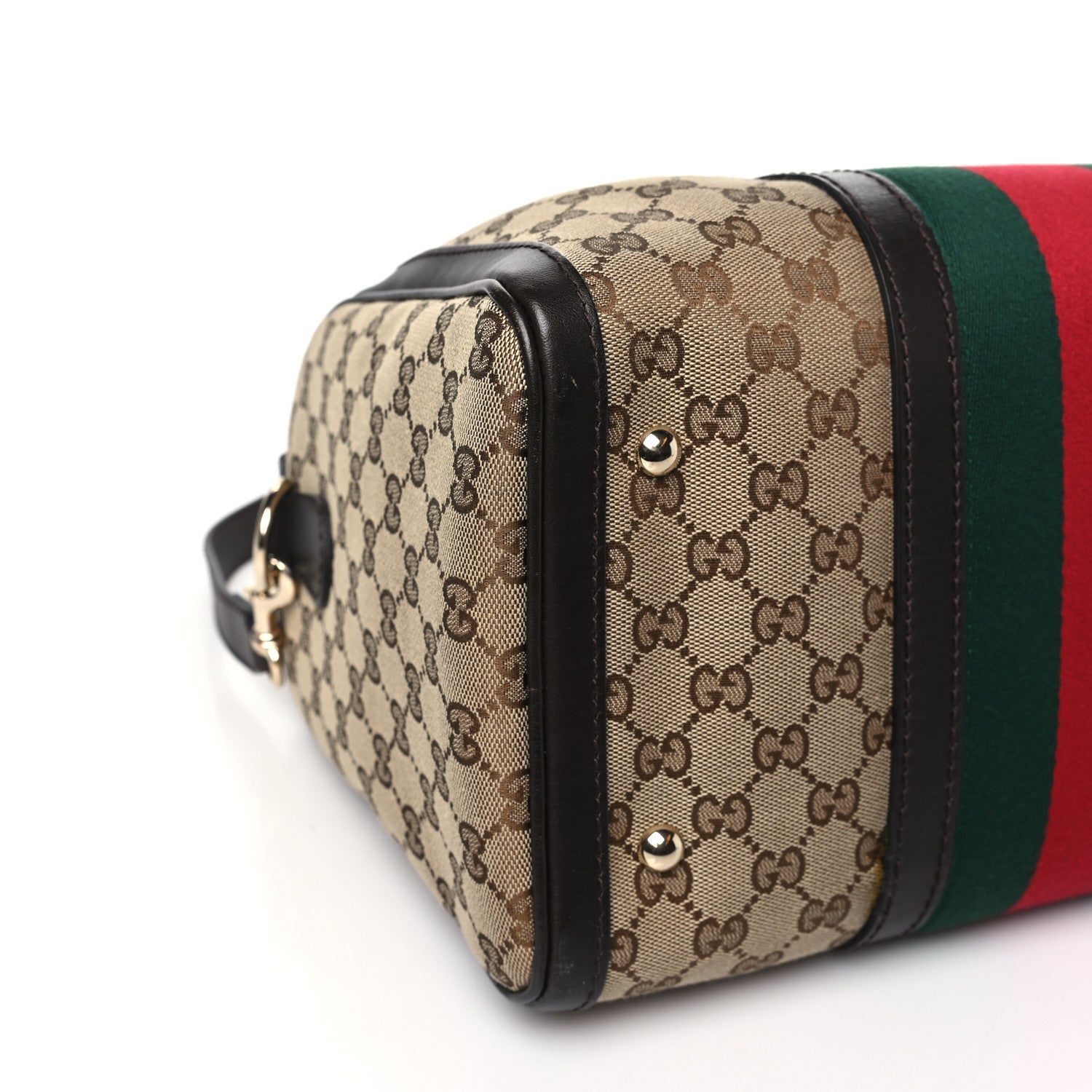 Gucci Monogram Vintage Web Medium Boston Dark Brown 9 of 11