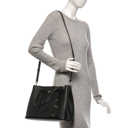 Prada Saffiano Cuir Small Double Handle Tote Black 2 of 6