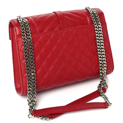Saint Laurent Grain De Poudre Textured Mixed Matelasse Triquilt Medium Monogram Satchel New Red 6 of 8