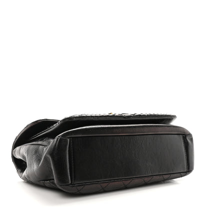 Chanel Aged Calfskin Snakeskin Urban Mix Flap Black 4 of 9