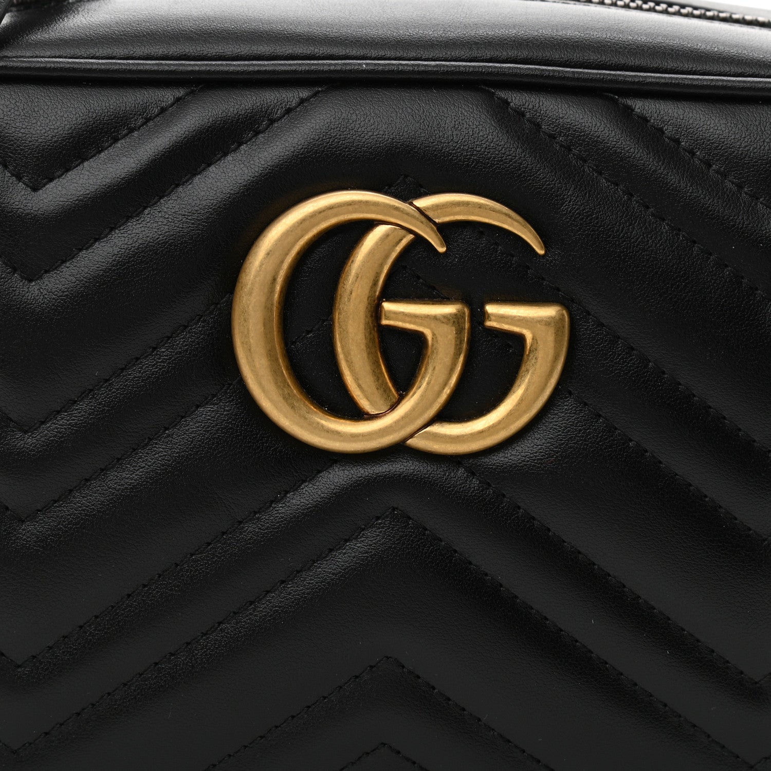 Gucci Calfskin Matelasse Small GG Marmont Chain Shoulder Bag Black 8 of 10