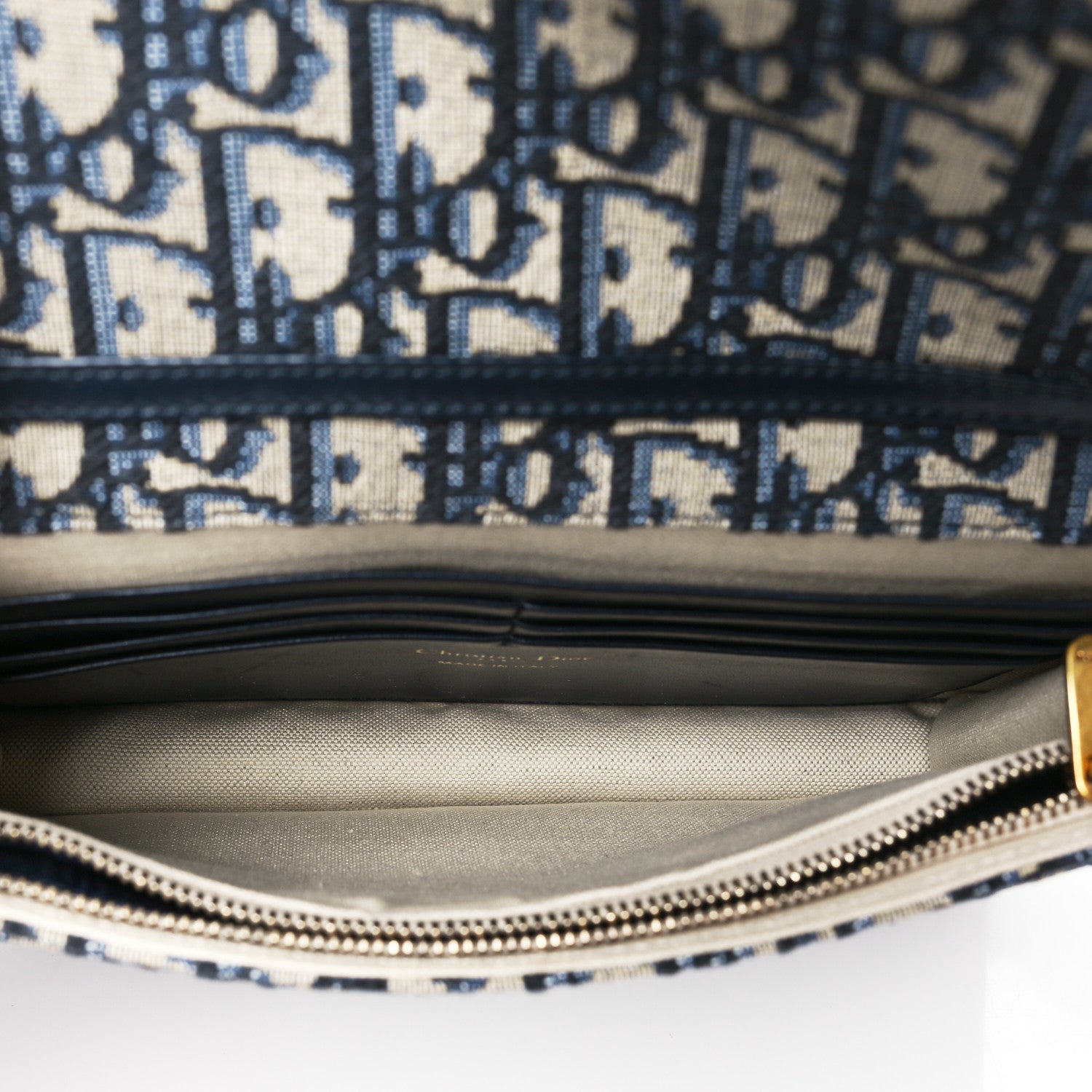 Christian Dior Oblique Saddle Chain Pouch Blue 5 of 9