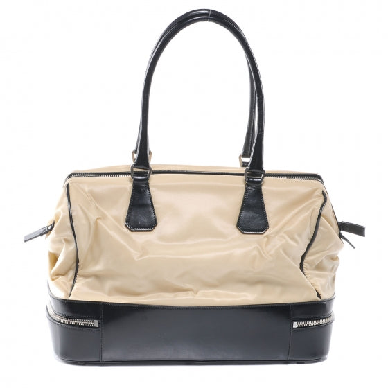 Tessuto Nylon Leather Travel Tote Lino Black