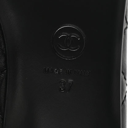 Chanel Aged Calfskin Quilted CC Cap Toe Ballerina Flats 37 Black 6 of 6