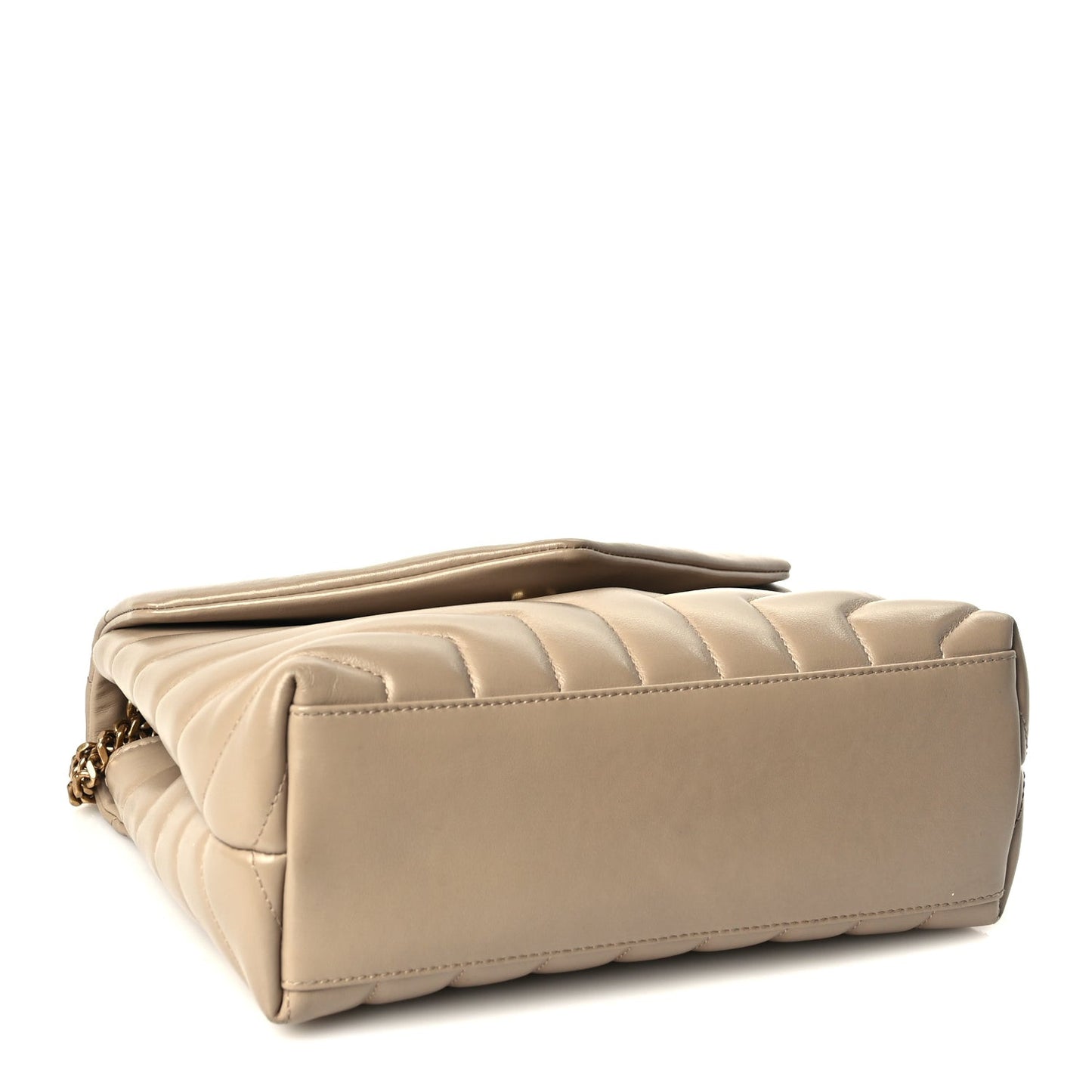 Calfskin Y Quilted Monogram Small Loulou Chain Satchel Dark Beige