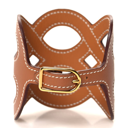 Hermes Calfskin Entrelacs Cuff Bracelet T2 Gold 3 of 7