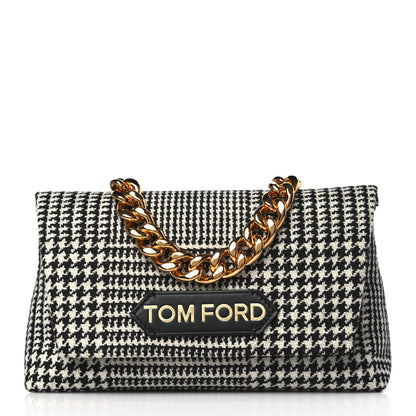 Tom Ford Houndstooth Mini Label Chain Shoulder Bag Black White 1 of 7