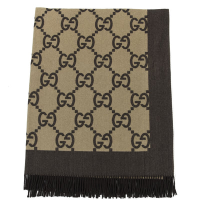 Gucci Wool Cashmere GG Monogram Blanket Dark Brown 2 of 3