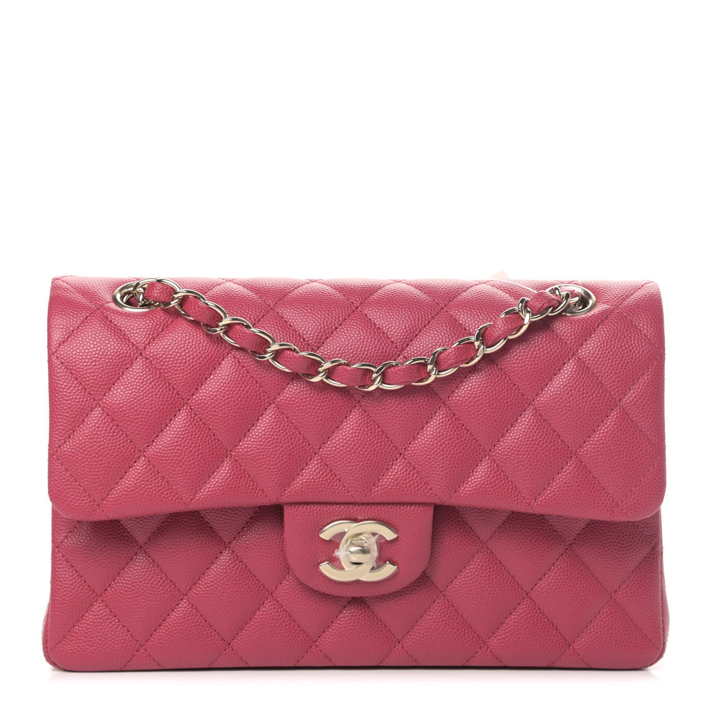 Caviar Quilted Small Double Flap Dark Pink