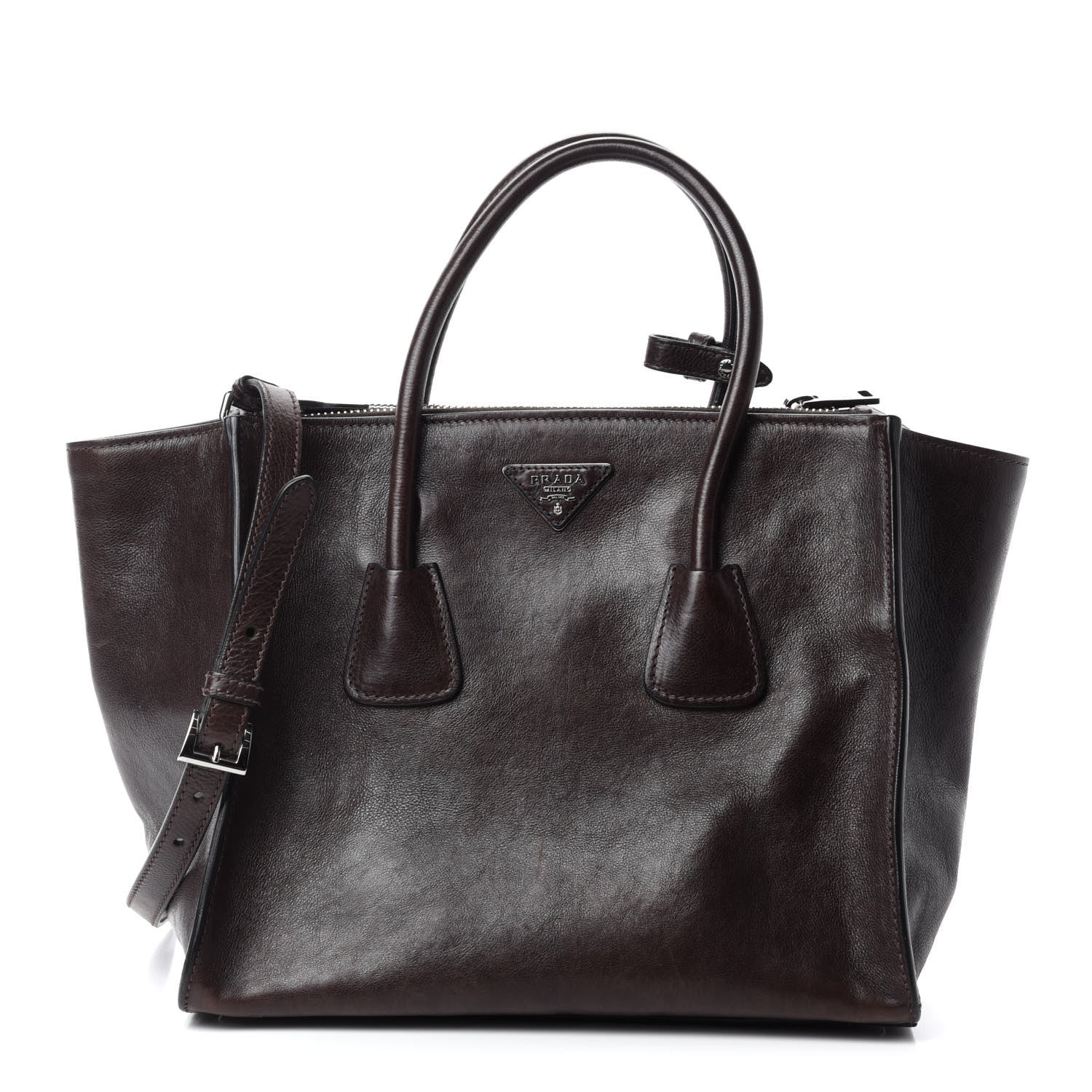 Prada Glace Calfskin Twin Pocket Tote Moro 1 of 16