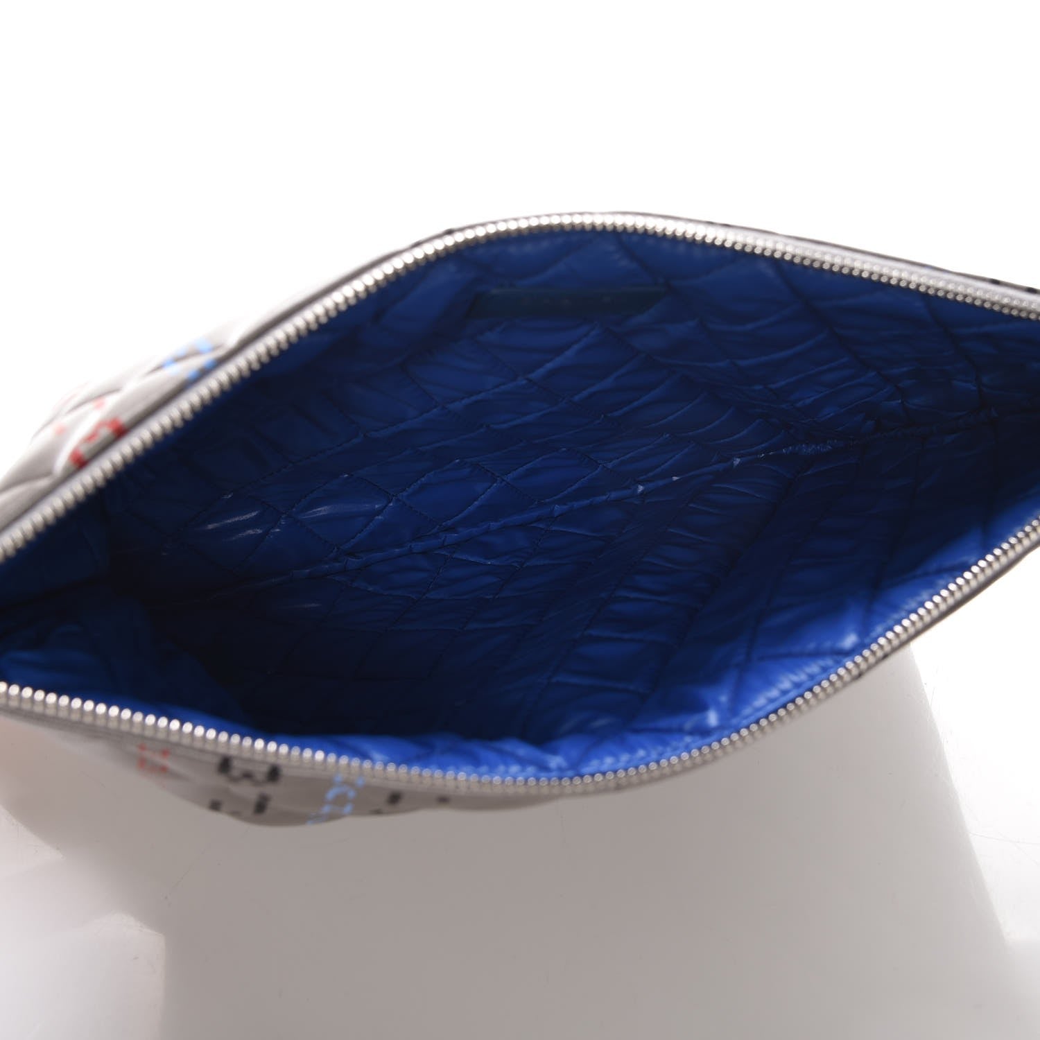 Chanel Metallic Lambskin Quilted Medium Data Center Cosmetic Case Silver 5 of 8