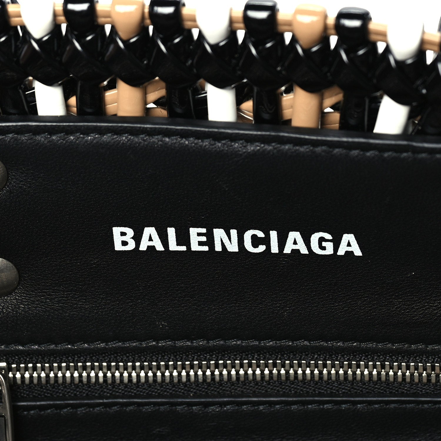 Balenciaga Patent XS Bistro Basket  Black Beige 5 of 8