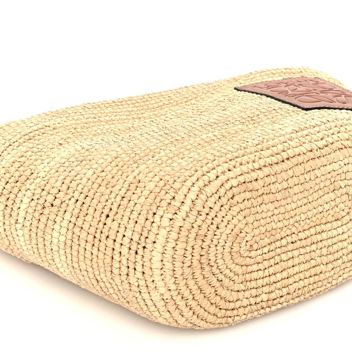 Loewe Calfskin Raffia Slit Pochette Bag Natural Tan 7 of 8