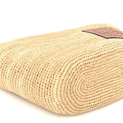 Loewe Calfskin Raffia Slit Pochette Bag Natural Tan 7 of 8