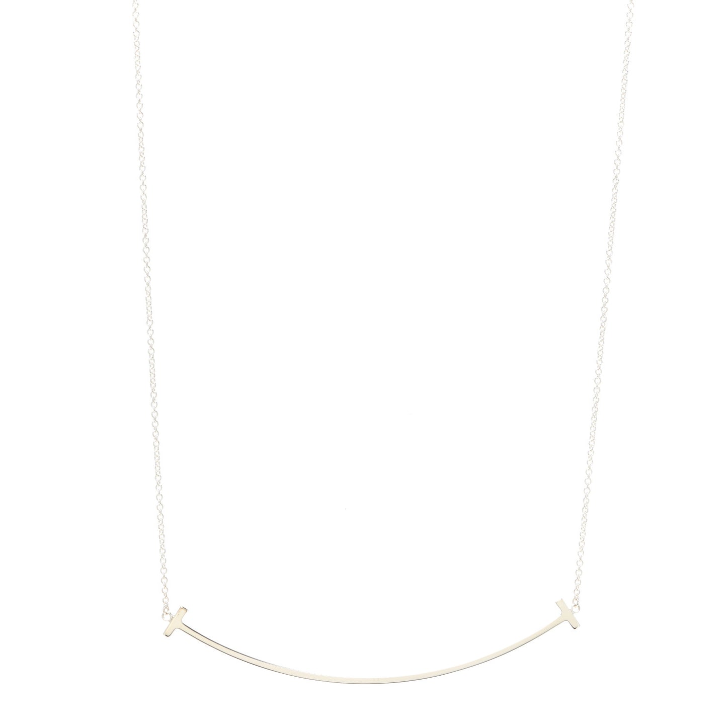 Sterling Silver Large T Smile Pendant Necklace
