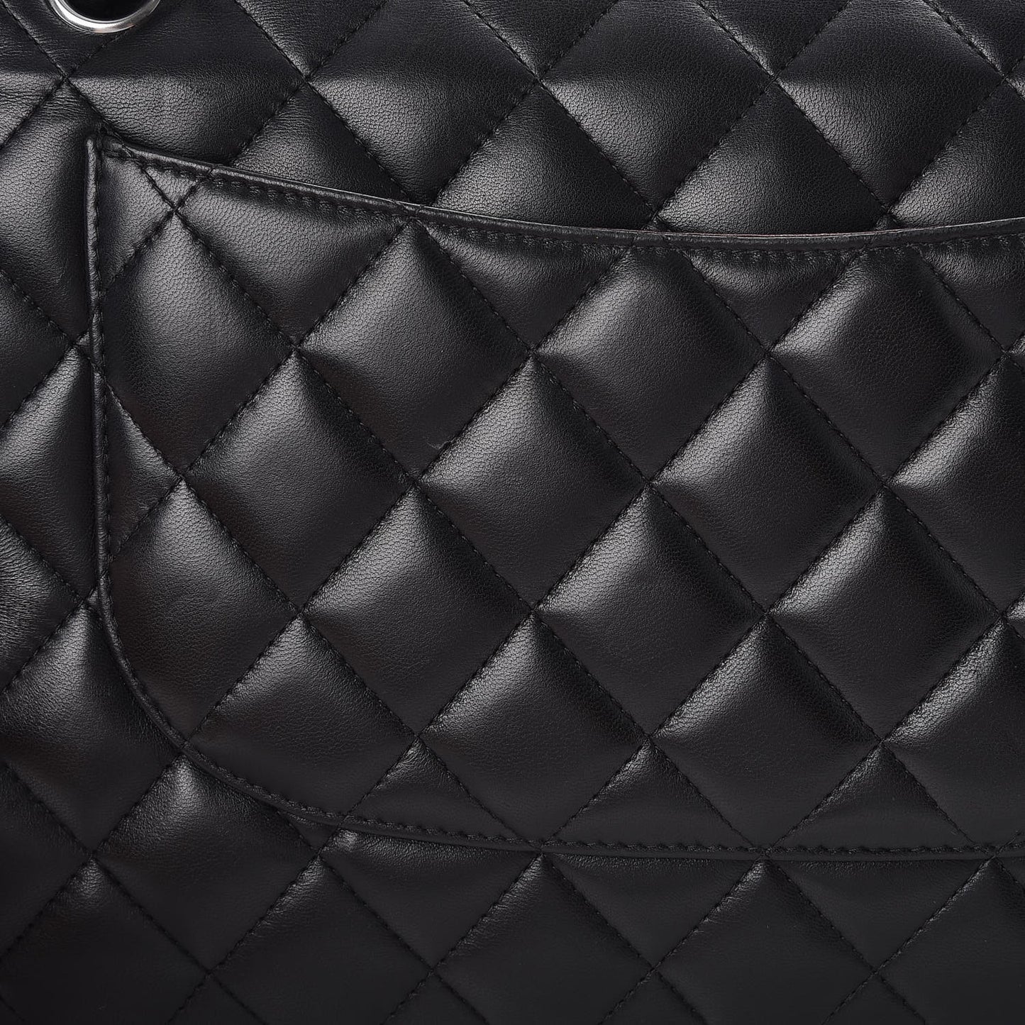 Lambskin Quilted Jumbo Double Flap Black